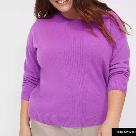 Lane Bryant Sweaters - LANE BRYANT NWT Size 18/20 Long Sleeve Cashmere Sweater Purple Ribbed Detail